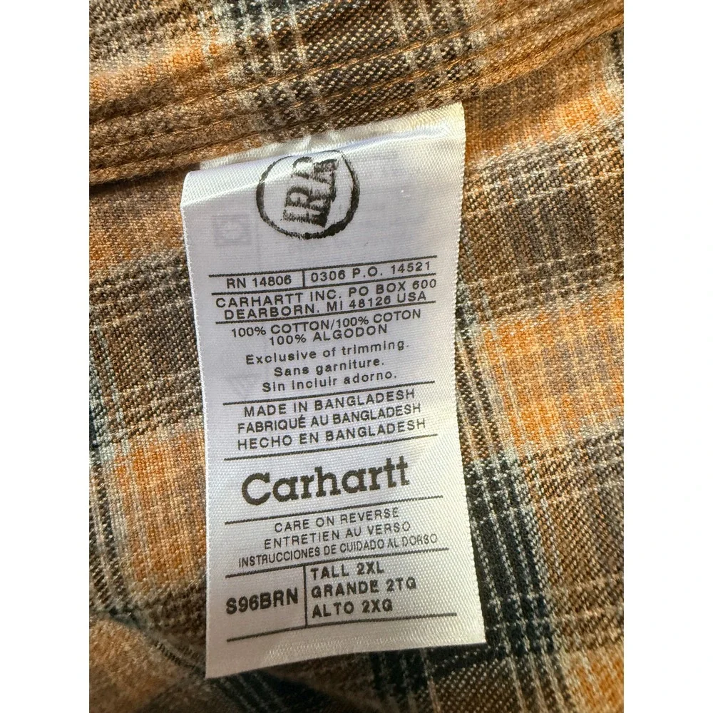 Carhartt S96BRN - Men's Shirt Jacket - Flannel Lined Canvas - 2XL Tall - NWT IRR